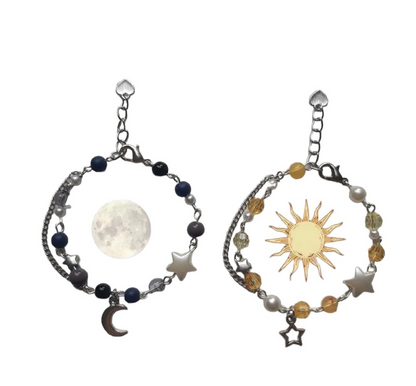 Moon and Star Matching Beaded Bracelets